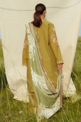 3PC Dhanak Embroidered Shirt With Digital Printed Shawl-271