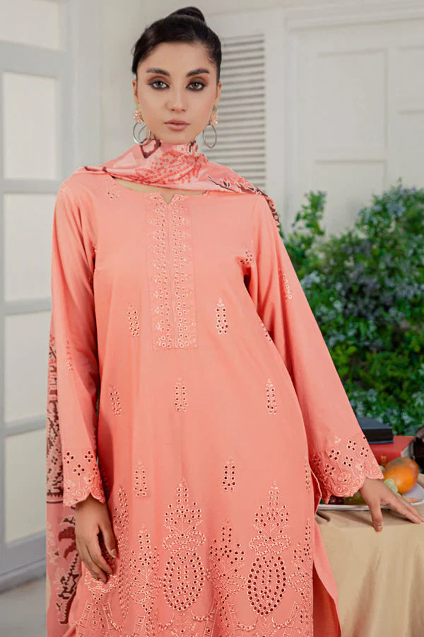 3PC Dhanak Embroidered Shirt With Digital Printed Shawl-2003