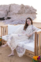 3PC Lawn Embroidered Shirt With Organza Embroidered Dupatta- 1050