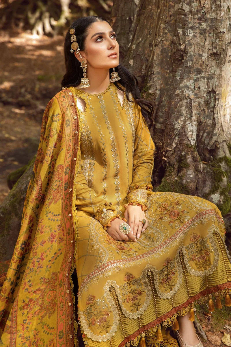 Dhanak 3PC Embroidered With Printed Pashmina Wool Shawl-116