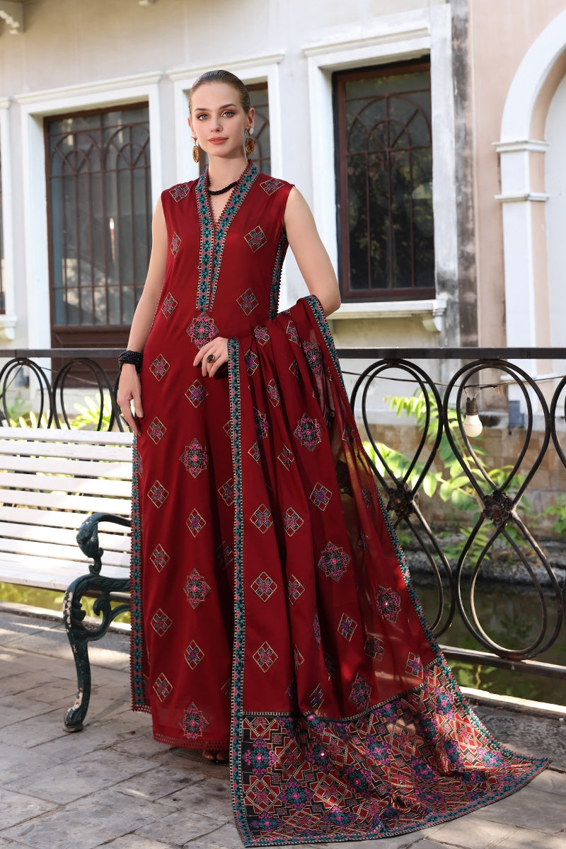 Dhanak 3PC Embroidered With Full Embroidered Shawl-129