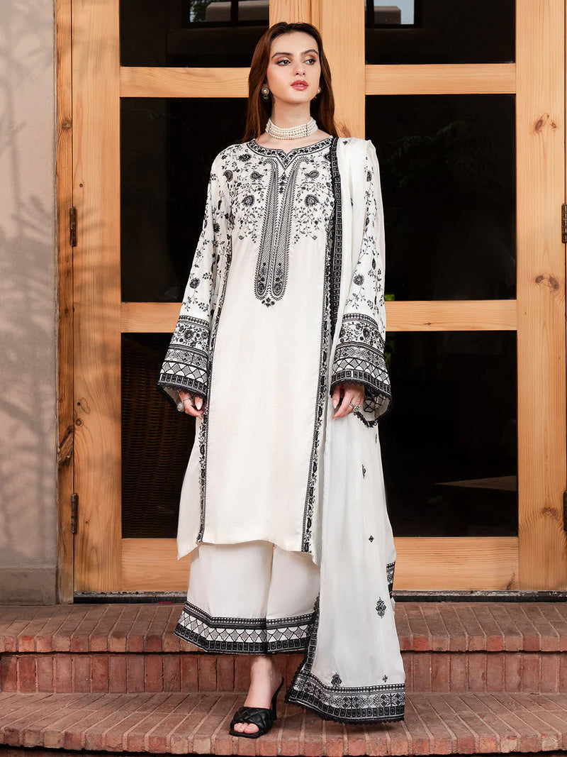 Dhanak 3PC Embroidered With Dhanak Embroidered Shawl-261