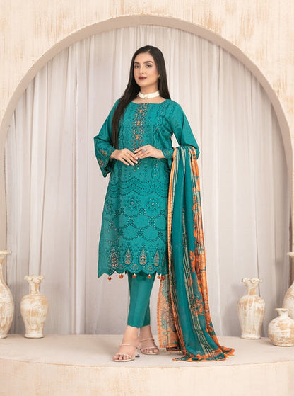 3PC Lawn Embroidered With Printed Dupatta-440