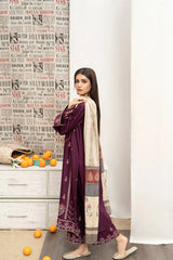 Dhanak 3PC Embroidered With Digital Printed Shawl-180