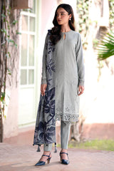 Dhanak 3PC Embroidered With Digital Printed Wool Shawl-284