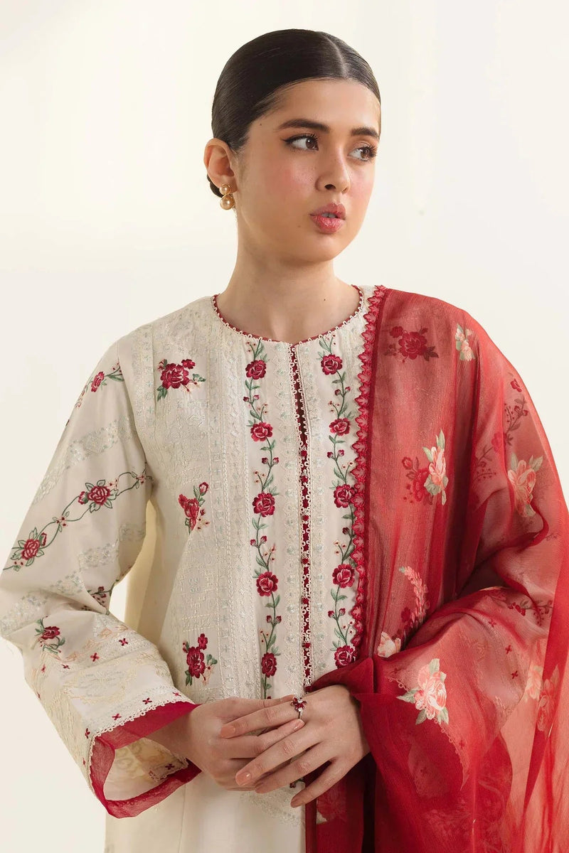 3PC Lawn Embroidered Shirt With Printed Dupatta-494