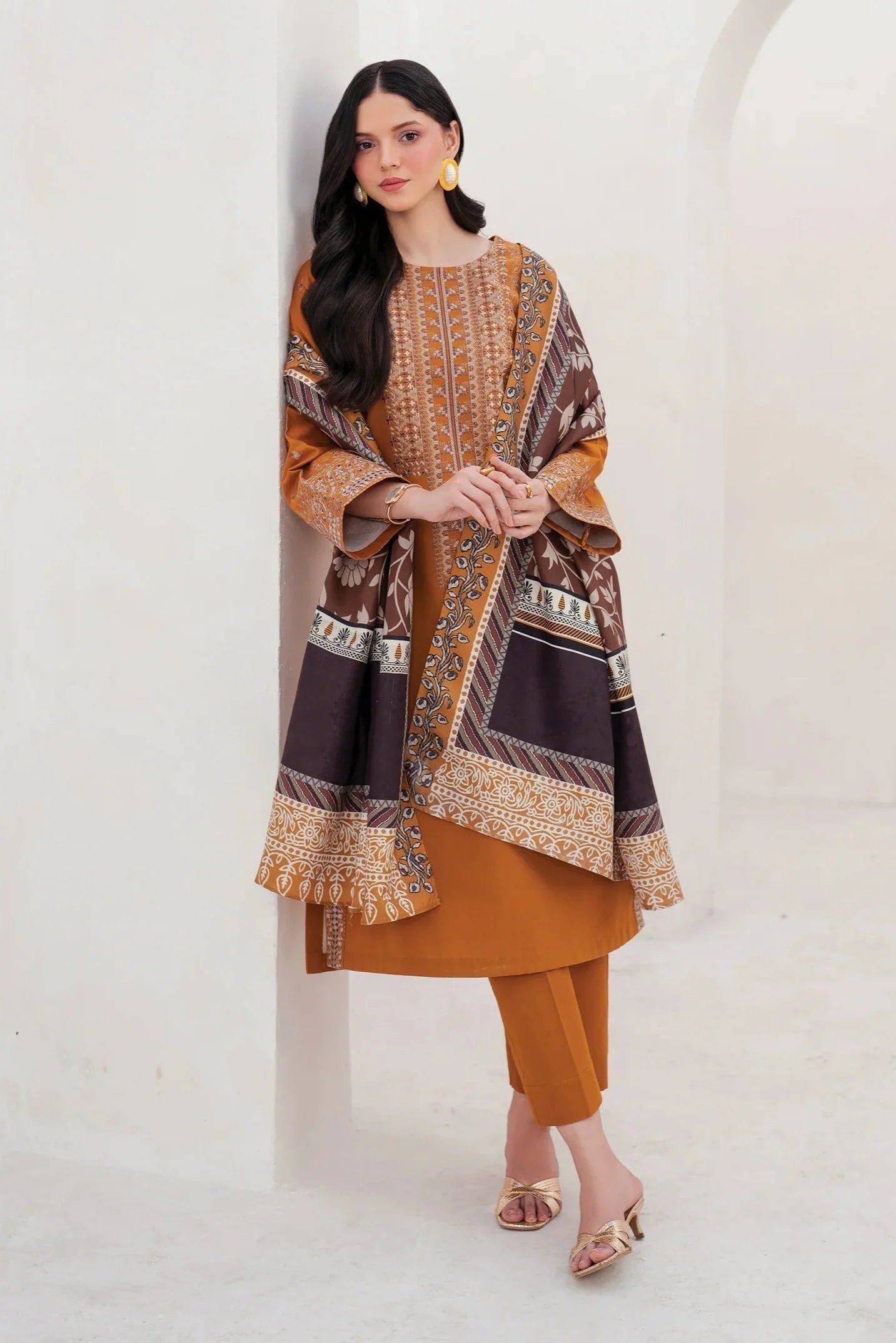 Embroidered Shirt with Digital Printed Dupatta-1203
