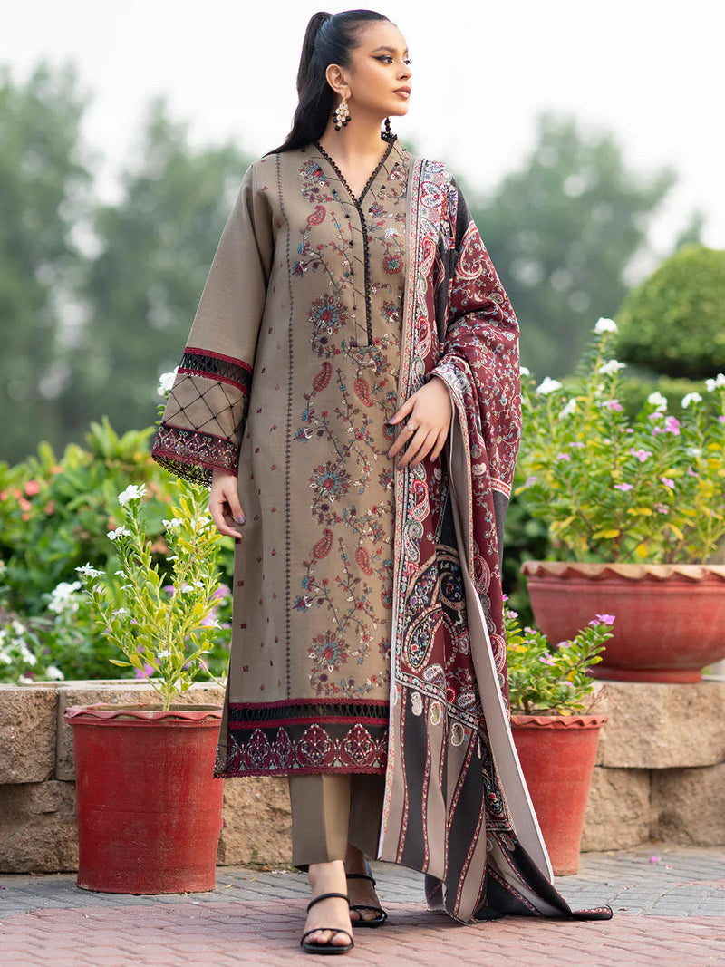 Lawn 3PC Embroidered With Digital Printed Dupatta- 1048