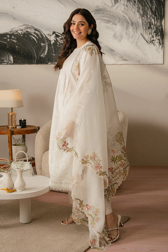 3PC LAWN  Embroidered With Organza Embroidered Dupatta-456