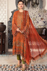 3PC LAWN EMBROIDERED SHIRT WITH CHIFFON EMBROIDERED DUPATTA AND TROUSER - 411