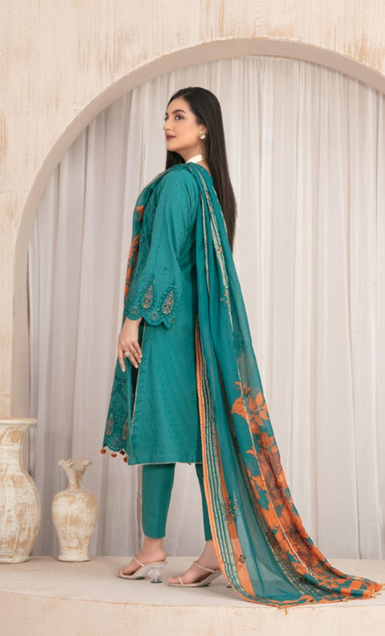 3PC Lawn Embroidered With Printed Dupatta-440