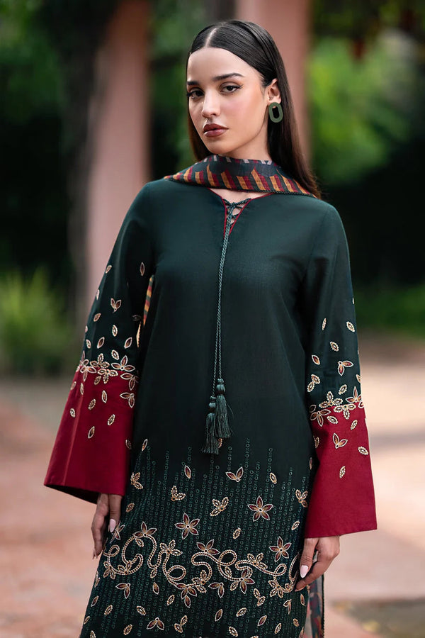 3PC Dhanak Embroidered Shirt With Printed Dupatta-679