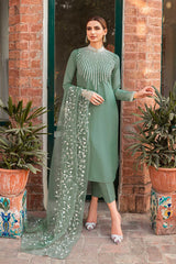 3PC LAWN SEQUENCE EMBROIDERED SHIRT WITH ORGANZA EMBROIDERED DUPATTA AND TROUSER - 389