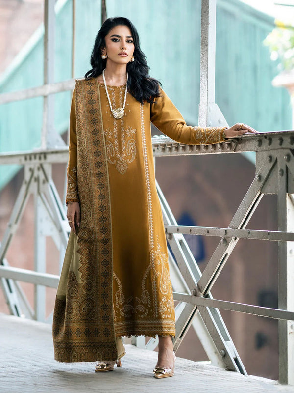 3PC Dhanak Embroidered Shirt With Digital Printed Shawl-266