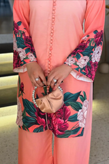 Winter - Best Selling - Peach Flower 2Pc Dress