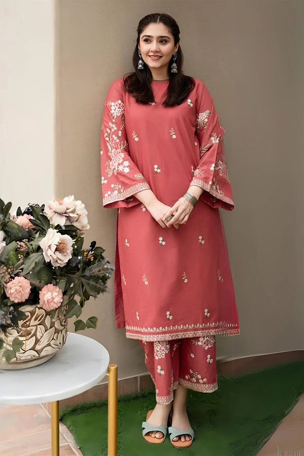 2PC DHANAK EMBROIDERED SHIRT AND TROUSER-661