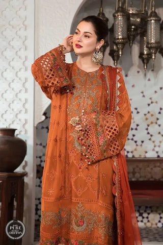 3PC LAWN EMBROIDERED SHIRT WITH CHIFFON EMBROIDERED DUPATTA AND TROUSER - 411