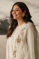 3PC LAWN  Embroidered With Organza Embroidered Dupatta-456