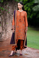 3PC Dhanak Embroidered Shirt With Printed Dupatta-221