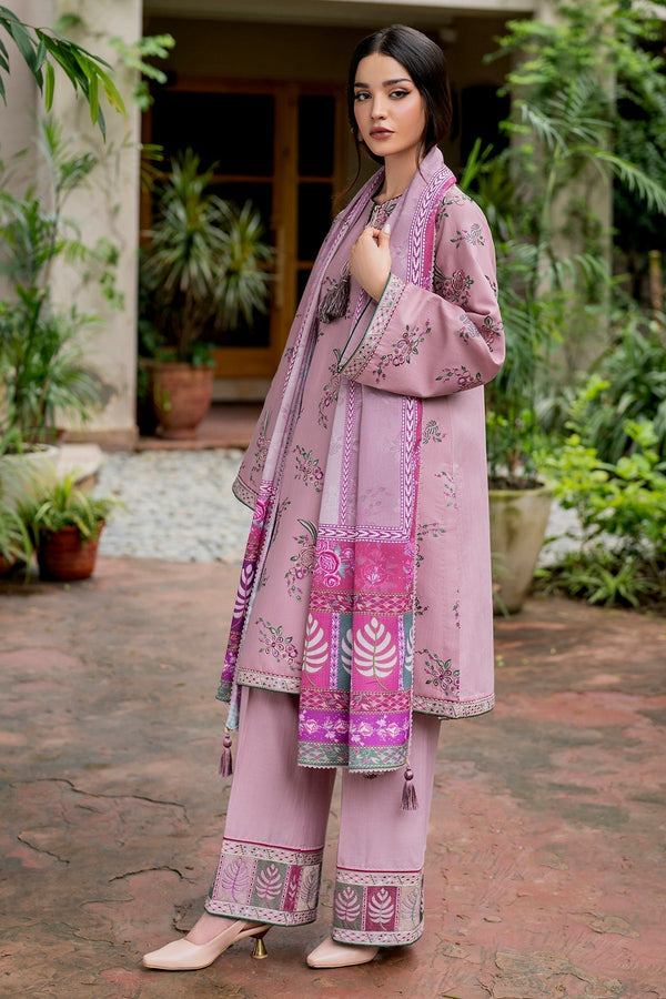 3PC Dhanak Embroidered Shirt With Digital Printed Shawl-288