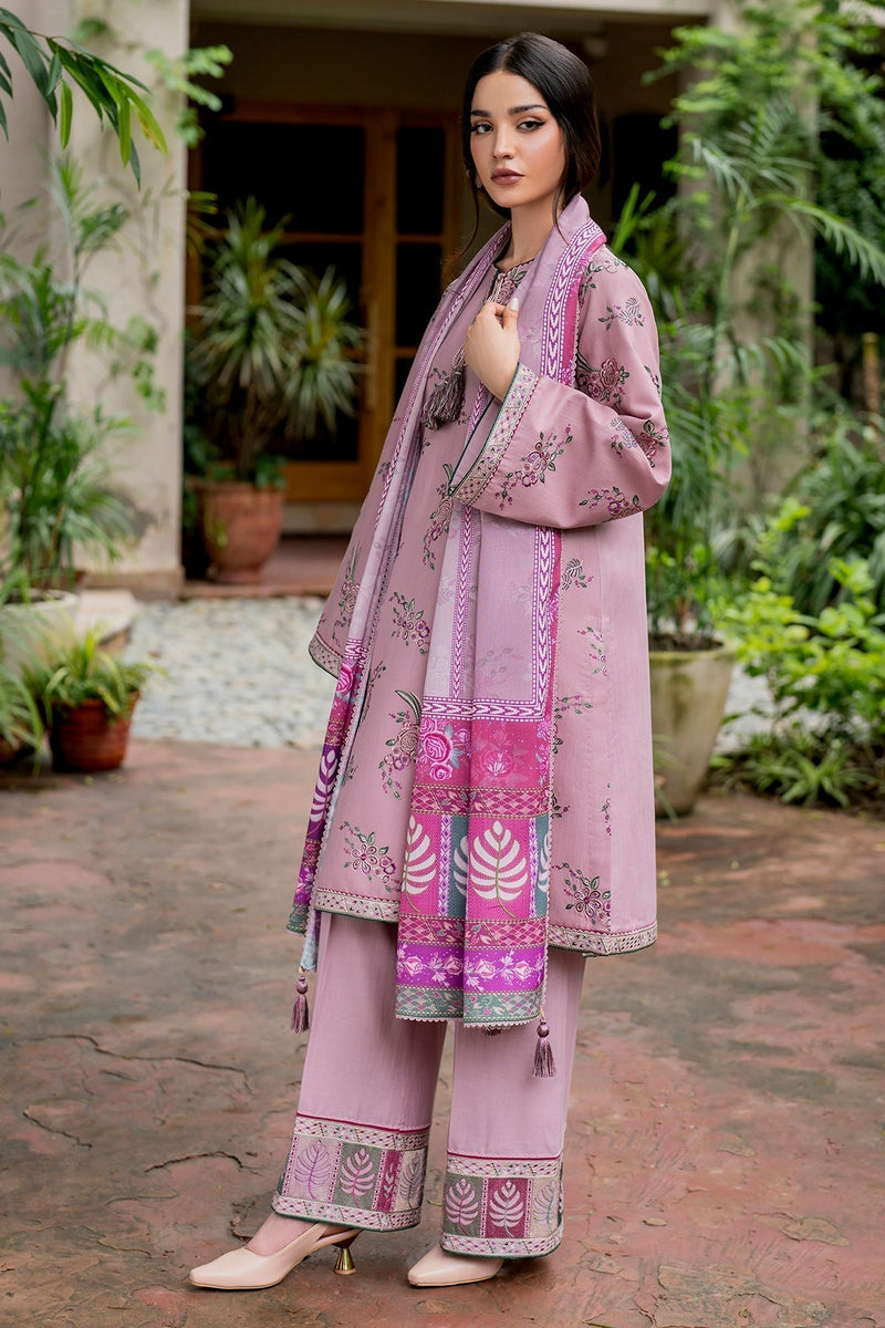 3PC Dhanak Embroidered Shirt With Digital Printed Shawl-288