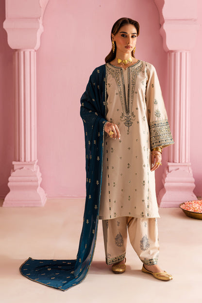 Dhanak-3PC Embroidered Shirt with Sequins Embroidered Dupatta-6004