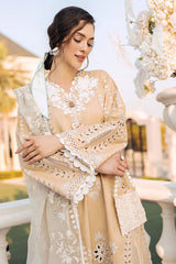 3PC Lawn Chekankari Embroidered With Organza Embroidered Dupatta-402