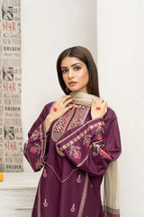 Dhanak 3PC Embroidered With Digital Printed Shawl-180