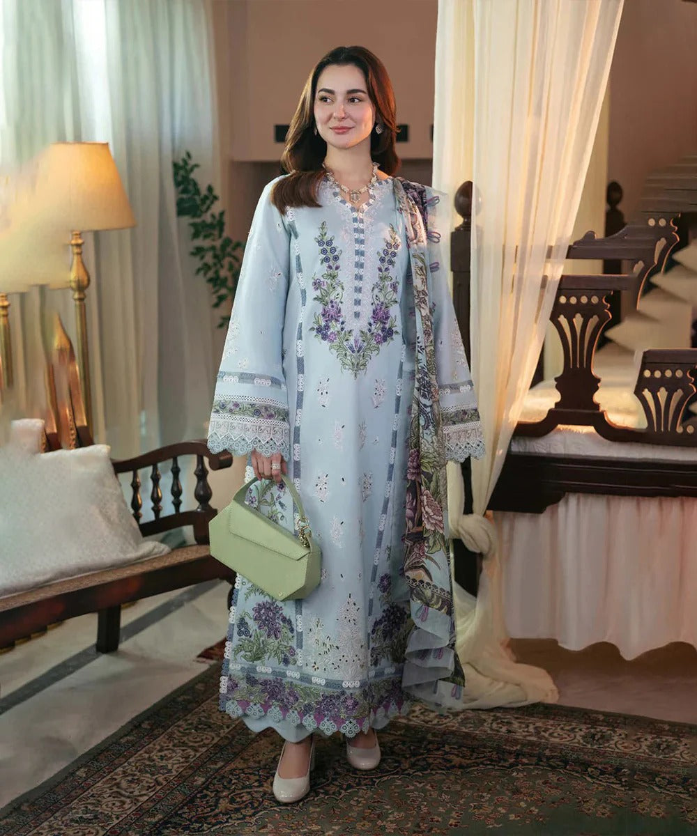 Lawn-3PC Embroidered Shirt with Digital Printed Jacquard Dupatta-1390