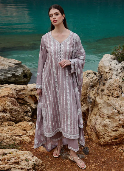 Lawn-3PC Embroidered Shirt with Organza Embroidered Dupatta-1370