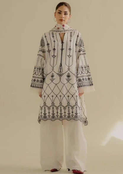 Lawn-3PC Embroidered Shirt with Digital Printed Jacquard Dupatta- 1383