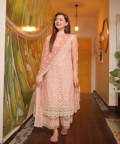 Lawn 3PC Embroidered With Organza Embroidered Dupatta-1049