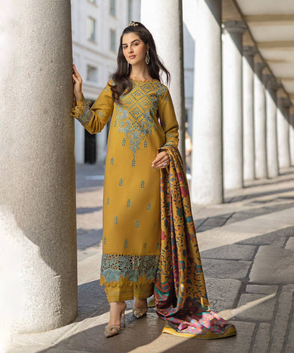 Lawn-3PC Embroidered Shirt with Digital Printed Jacquard Dupatta-1105