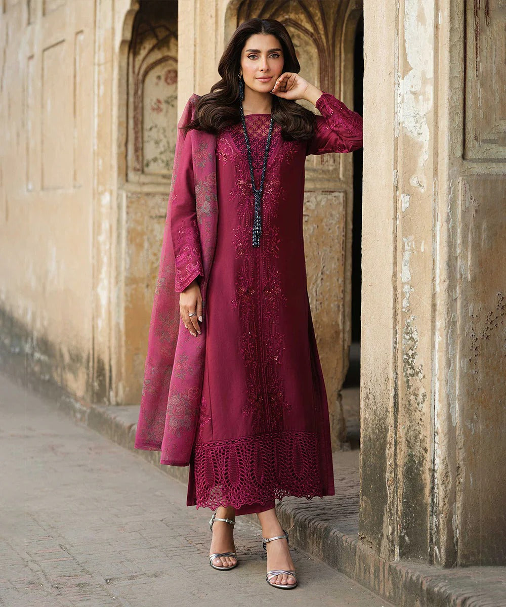 Lawn-3PC Embroidered Shirt with Organza Digital Printed Dupatta-1412