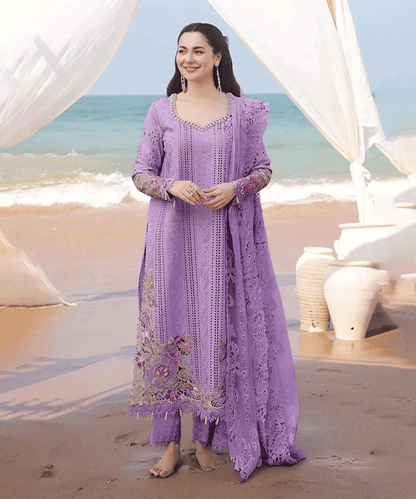 Dhanak -3PC Embroidered Shirt With Organza Embroidered Dupatta-3341