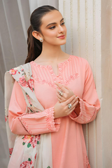 3PC LAWN EMBROIDERED SHIRT WITH PRINTED DUPATTA AND TROUSER - HZG1527