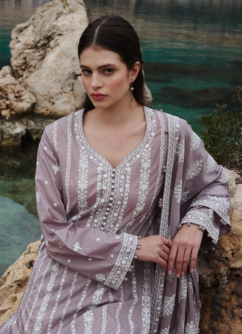 Lawn-3PC Embroidered Shirt with Organza Embroidered Dupatta-1370