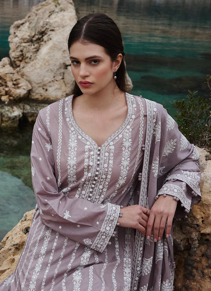 Lawn-3PC Embroidered Shirt with Organza Embroidered Dupatta-1370