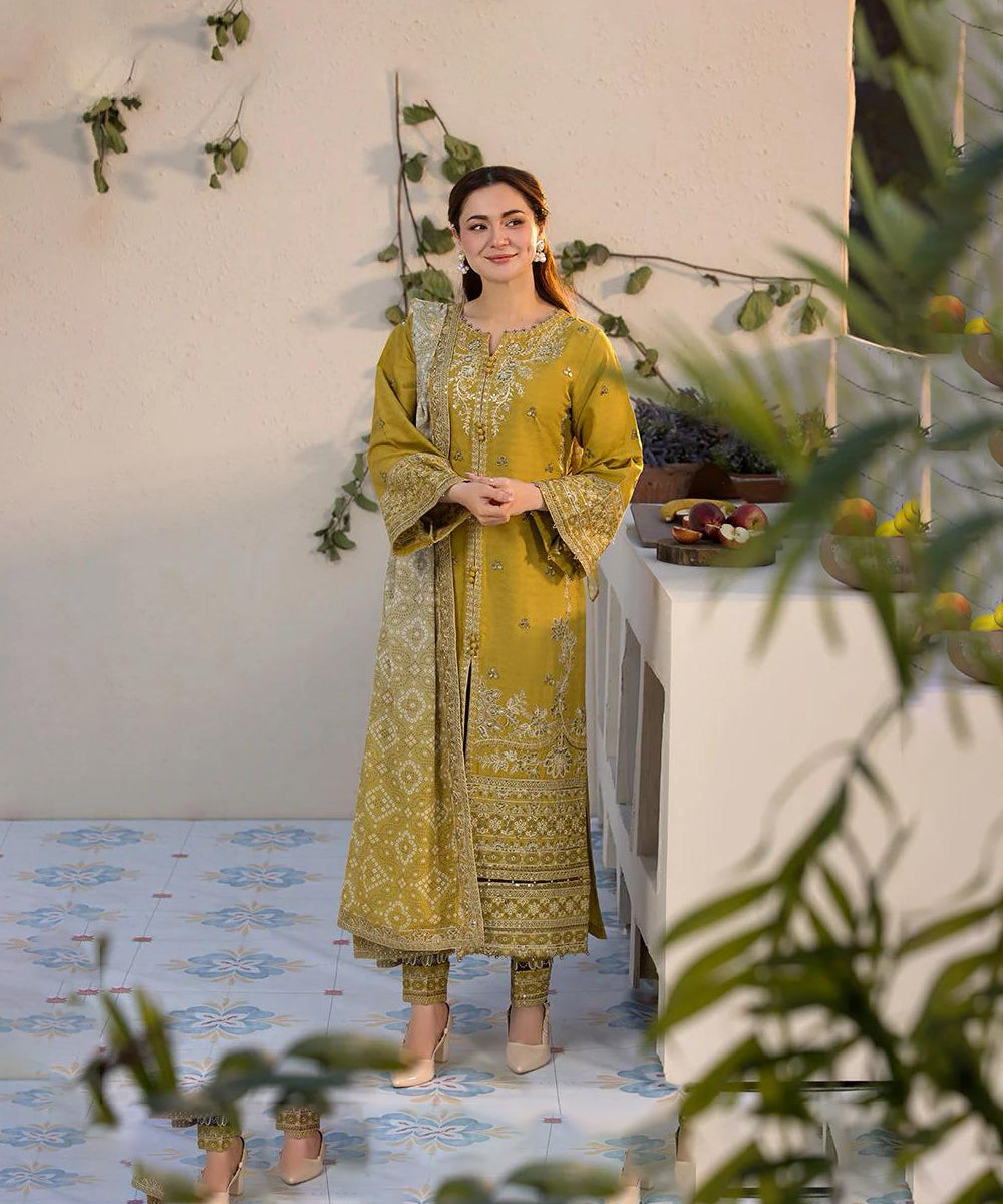 Lawn-3PC Embroidered Shirt with Digital Printed Jacquard Dupatta - 1324