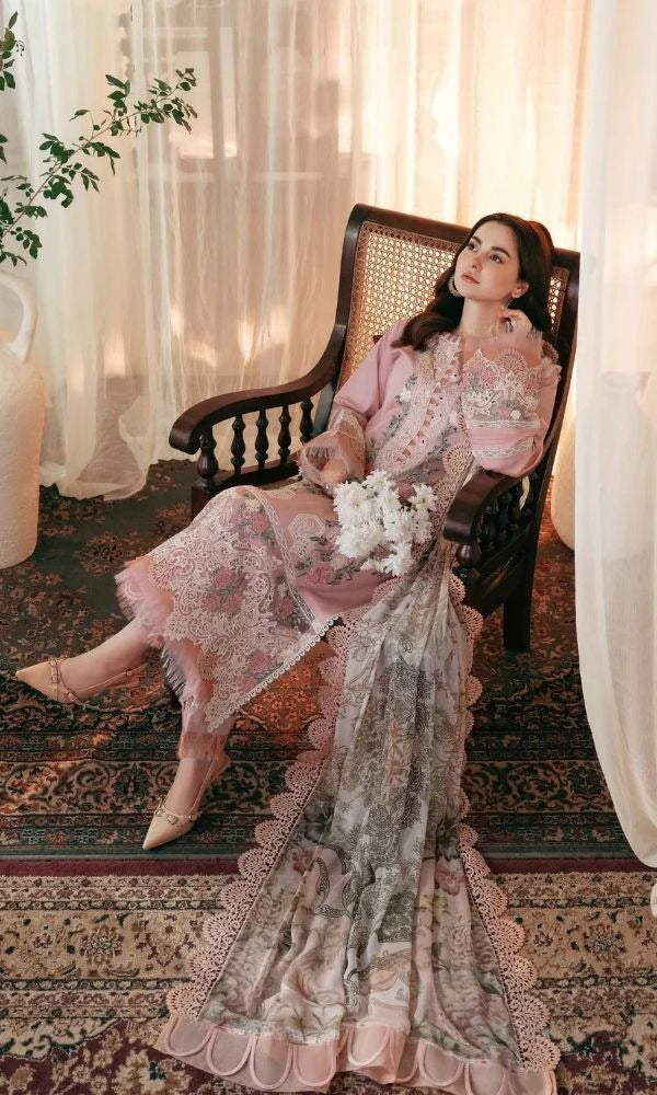 Dhanak-3PC Embroidered Shirt with Digital Printed Wool Shawl - 3402