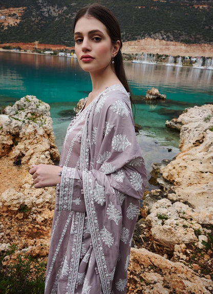 Lawn-3PC Embroidered Shirt with Organza Embroidered Dupatta-1370