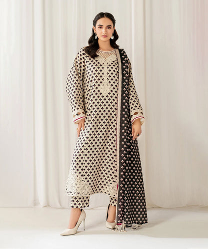 BAROQUE 3PC KARANDI PRINTED SHIRT WITH KARANDI PRINTED DUAPTTA AND TROUSER - 1703