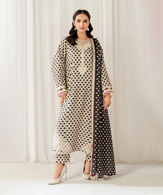 BAROQUE 3PC KARANDI PRINTED SHIRT WITH KARANDI PRINTED DUAPTTA AND TROUSER - 1703