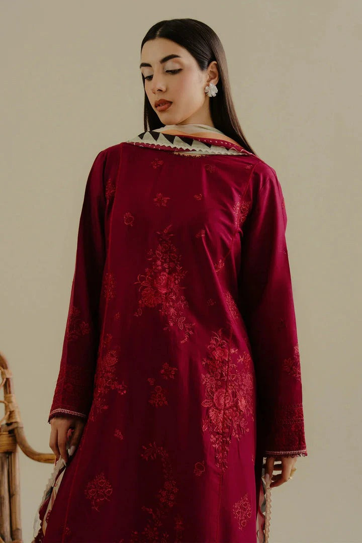 Lawn-3PC Embroidered Shirt with Digital Printed Jacquard Dupatta-1401