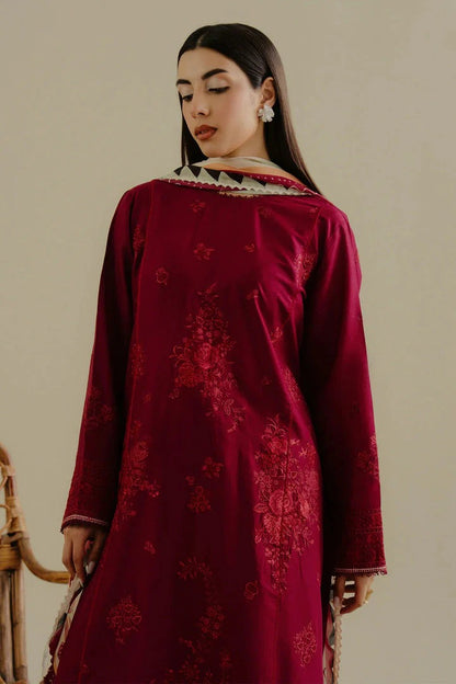 Lawn-3PC Embroidered Shirt with Digital Printed Jacquard Dupatta-1401