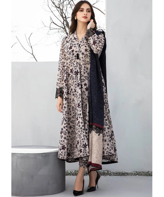 BAROQUE 3PC KARANDI PRINTED SHIRT WITH KARANDI PRINTED DUAPTTA AND TROUSER-802