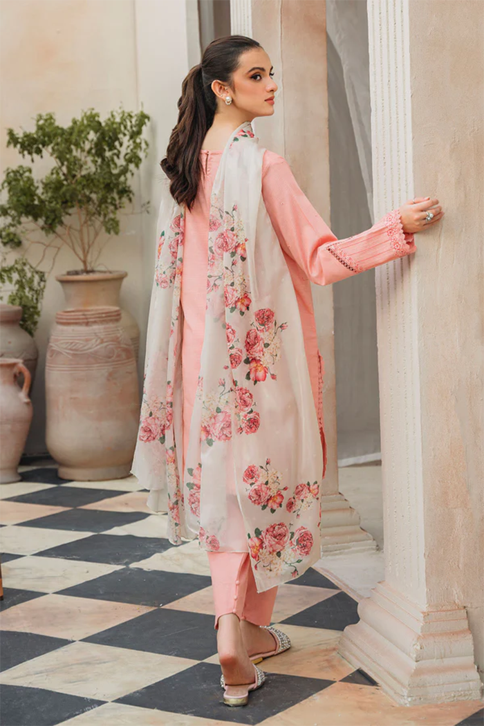 3PC LAWN EMBROIDERED SHIRT WITH PRINTED DUPATTA AND TROUSER - HZG1527