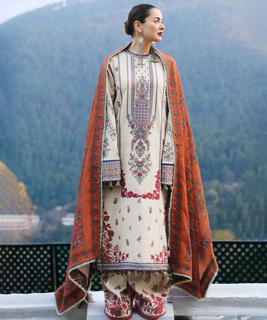 Lawn-3PC Embroidered Shirt with Digital Printed Jacquard Dupatta- 1072