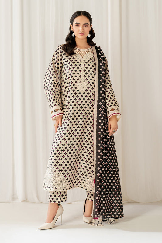 BAROQUE 3PC KARANDI PRINTED SHIRT WITH KARANDI PRINTED DUAPTTA AND TROUSER - 1703