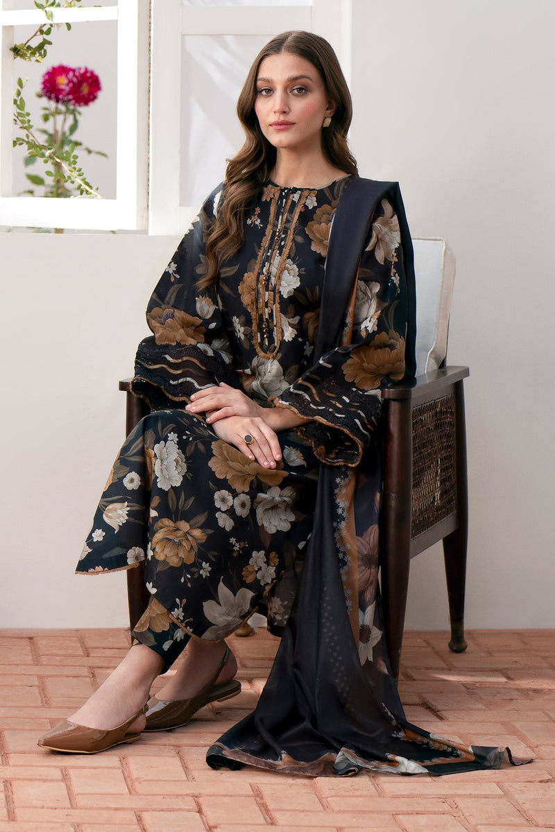 3PC LAWN PRINTED SHIRT WITH VOIL PRINTED DUPATTA AND TROUSER - HZG1623